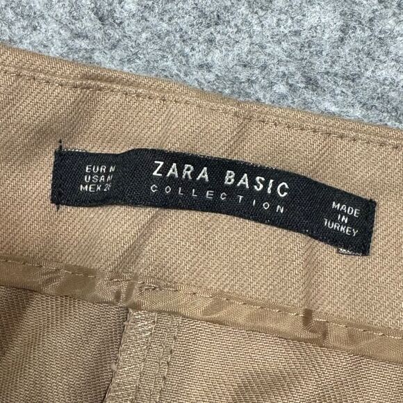 zara wide leg pants khaki cropped size medium - Picture 6 of 7